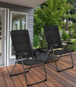 2 Pack Folding Patio Chairs. 7 Position Adjustable Outdoor Sling Recliner Camping Chairs