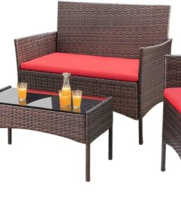 4-Piece Patio Rattan Wicker Furniture Set - T-LCRF834M18