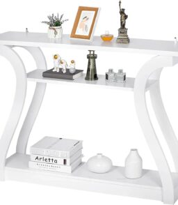3-Tier Console Table With Storage Shelves - White