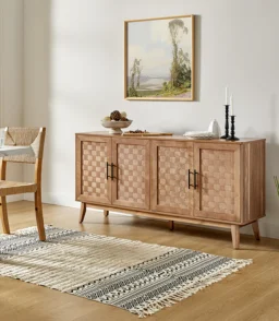 Horace 63 Wide Sideboard with Maple Veneer Woven Cabinet Doors