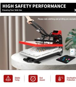 16 in x 20 in Clamshell Semi-Auto Open Heat Press Machine With Slide-Out Function