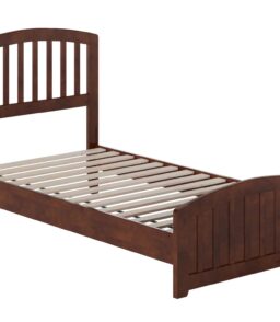 AFI Quincy Twin Solid Wood Low Profile Platform Bed With Matching Footboard. Walnut