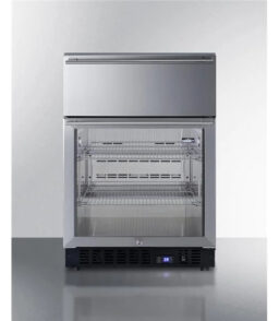 24 in. Wide Built-In Commercial Beverage Refrigerator With Top Drawer. Stainless Steel