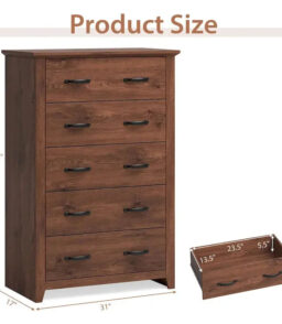 5-Drawer Storage Cabinet. 31 x 17 x 47 in. MDF - Dark Grey. Walnut. Or White