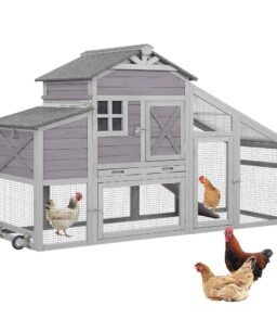 Aivituvin Mobile Chicken Coop Hen House With Wheels And Handrail For 2-4 Chickens
