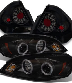 AKKON Black Smoked LED Halo Headlights And LED Tail Lights For 2006-2013 Chevy Impala And 2014-2016 Chevy Impala Limited