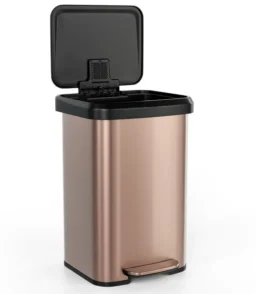 13-Gallon Stainless Steel Trash Can – Soft-Close Lid. Foot Pedal & Odor Control