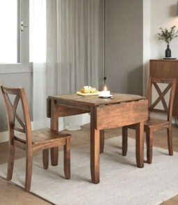 3-Piece Wood Drop Leaf Dining Table Set With 2 X-Back Chairs - 47.3x29.5x29.5inch