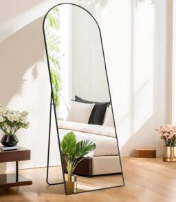 Full-Length Arched Floor Mirror. 64in H x 21in W. Aluminum Alloy Frame