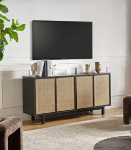 Otmar 63¡° Wide Natural Rattan Mesh Multi-Purpose Sideboard