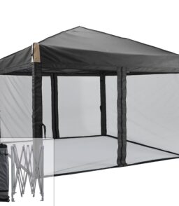 Aoodor Pop Up Canopy 12'x12' With Removable Mesh Sidewalls - Black