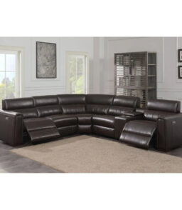 4-Seat Power Reclining Top Grain Leather Sectional Sofa With USB Ports And Outlets