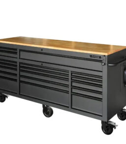 72 Inch Gloss Black Mobile Workbench Tool Chest With Casters And 18 Drawers
