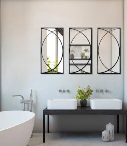 3-Piece Black Metal Rectangular Wall Mirror Set. 31.9 H x 15.75 W x 0.75 D