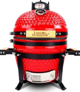 13-Inch Ceramic Kamado-Style Charcoal Grill – Compact Portable BBQ in Bold Red