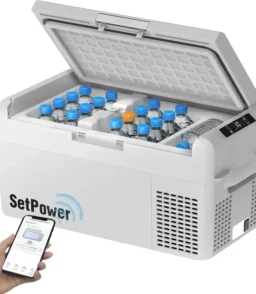12V Portable Refrigerator – 21-Quart Electric Car Freezer with 50-Hour Runtime