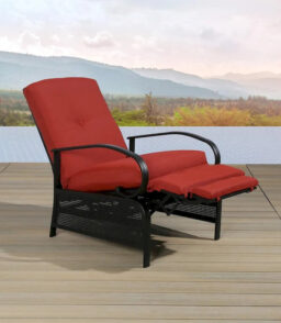 Adjustable Patio Recliner Lounge Chair With Cushion. 300 lbs - 38 (D) x 26.5 (W) x 38.5 (H) Inches