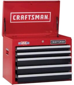 26 Inch Steel Tool Chest. 5.840 Cu. In.. Soft-Close Drawers. Keyed Lock