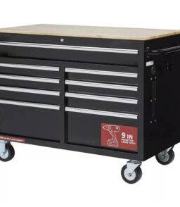 46 in W x 24 in D 9-Drawer Gloss Black Deep Tool Chest Mobile Workbench