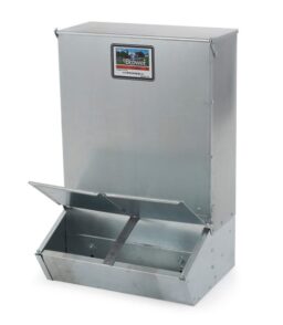 Galvanized Steel Hog Feeder 3.7 Bushel. 2-Door. 20-Gauge. Silver