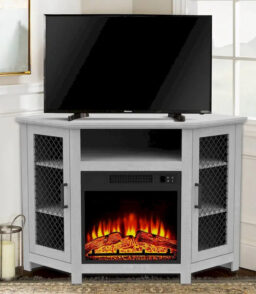 45 inch Industrial Corner Electric Fireplace TV Stand Console Table - 17 Electric Fireplace