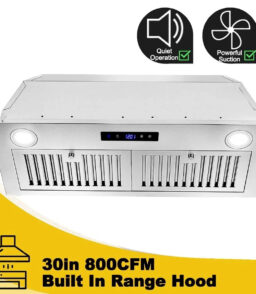 30 Inch Built-In Range Hood 800 CFM 3-Speed Touch Control
