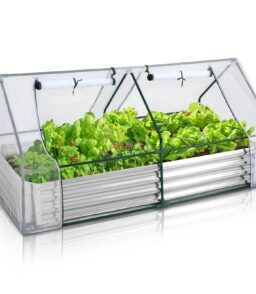 Galvanized Raised Garden Bed With Mesh Greenhouse Cover. 6 x 3 x 3 FT - 2 Roll-Up Doors