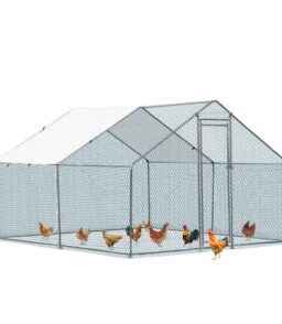 Al Fresco Metal Chicken Coop With Waterproof Cover. Silver. 10 x 10 ft