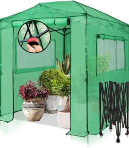 EAGLE PEAK Instant Pop-Up Walk-In Greenhouse. 8x6 ft. Green/Clear PE Cover