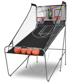 Foldable Indoor Double-Shot Basketball Arcade Game With 4 Balls And Electronic LED Scoring