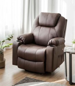 Electric Power Lift Recliner Chair With Leather Massage. Lumbar Heating. 8 Vibrating Nodes. Cup Holders And USB Port