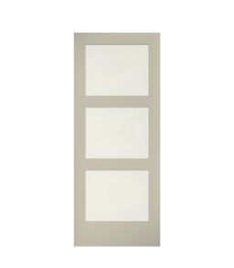 EightDoors 84 x 32 x 1-3/8 3-Lite Frosted Glass White Prefinished Solid Wood Core Interior Barn Door