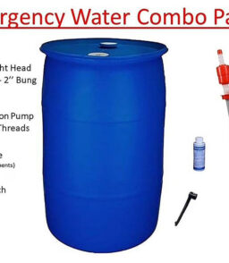 55 Gallon Emergency Water Storage HDPE Barrel Combo Pack - 23 x 23 x 34 in