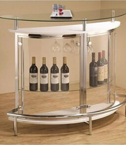 FJU Metal Contemporary Home Bar Unit With Clear Acrylic Front. White