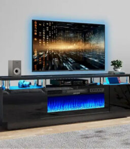 70-Inch TV Stand With 36-Inch Electric Fireplace And Adjustable Shelves