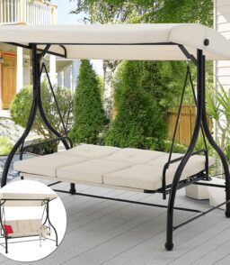 AECOJOY 3-Person Steel Canopy Porch Swing Glider Hammock