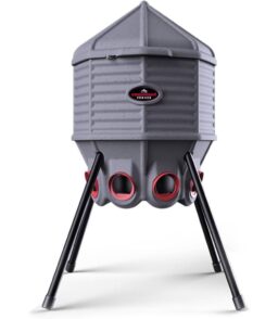 80lb Poultry Feeder. Adjustable Height. UV Stable. Weather Resistant. 8 Ports. Made In USA