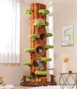 90.5-Inch Modern Multi-Level Cat Tree Tower With 5 Condos. Sisal Scratching Posts And Elevated Perches