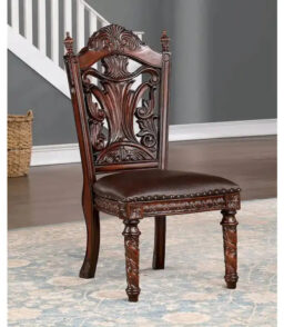 Abeena Traditional Solid Wood Side Dining Chairs. Brown Cherry. Set Of 2