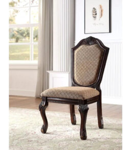 Espresso Finish Wood Dining Side Chairs. 2pc Set. Padded Seat And Back