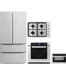 4-Piece Kitchen Appliance Package - 30 in Gas Cooktop. 30 in Electric Wall Oven. 24 in Microwave Drawer. Energy Star French Door Refrigerator