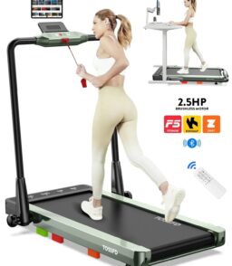 Pooboo 2in1 Folding Under Desk Treadmill. 2.5HP Bluetooth. 265 lbs