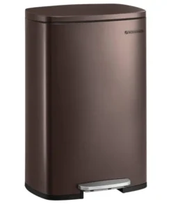 13-Gallon Stainless Steel Kitchen Trash Can – Step-On. Soft-Close. Removable Bucket. Brown Finish
