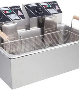 12 Liter Stainless Steel Deep Fryer With Basket Strainer. Adjustable Temperature And Timer