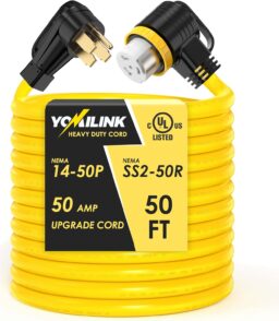 50 Feet 50 Amp RV/Generator Cord. 6/3+8/1 Gauge STW Wire - NEMA 14-50P To SS2-50R