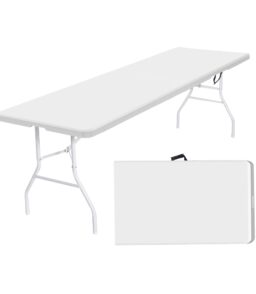 8 Foot Bi-Fold Outdoor Folding Table. White