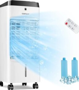 3-in-1 Evaporative Air Cooler With 3.5L Tank. 4 Speeds. Remote Control. 70 Degree Oscillation. 12H Timer
