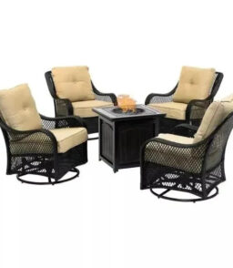 5-Piece Steel Patio Fire Pit Seating Set With Swivel Gliders - Orleans Collection