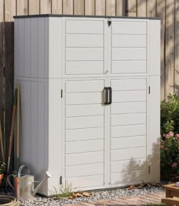 Aoxun Outdoor Storage Shed 61 Cu.Ft White Resin With Floor