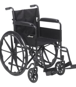 Drive Medicals Silver Sport 1 Wheelchair With Full Arms And Swing Away Removable Footrest - Silver Sport 1